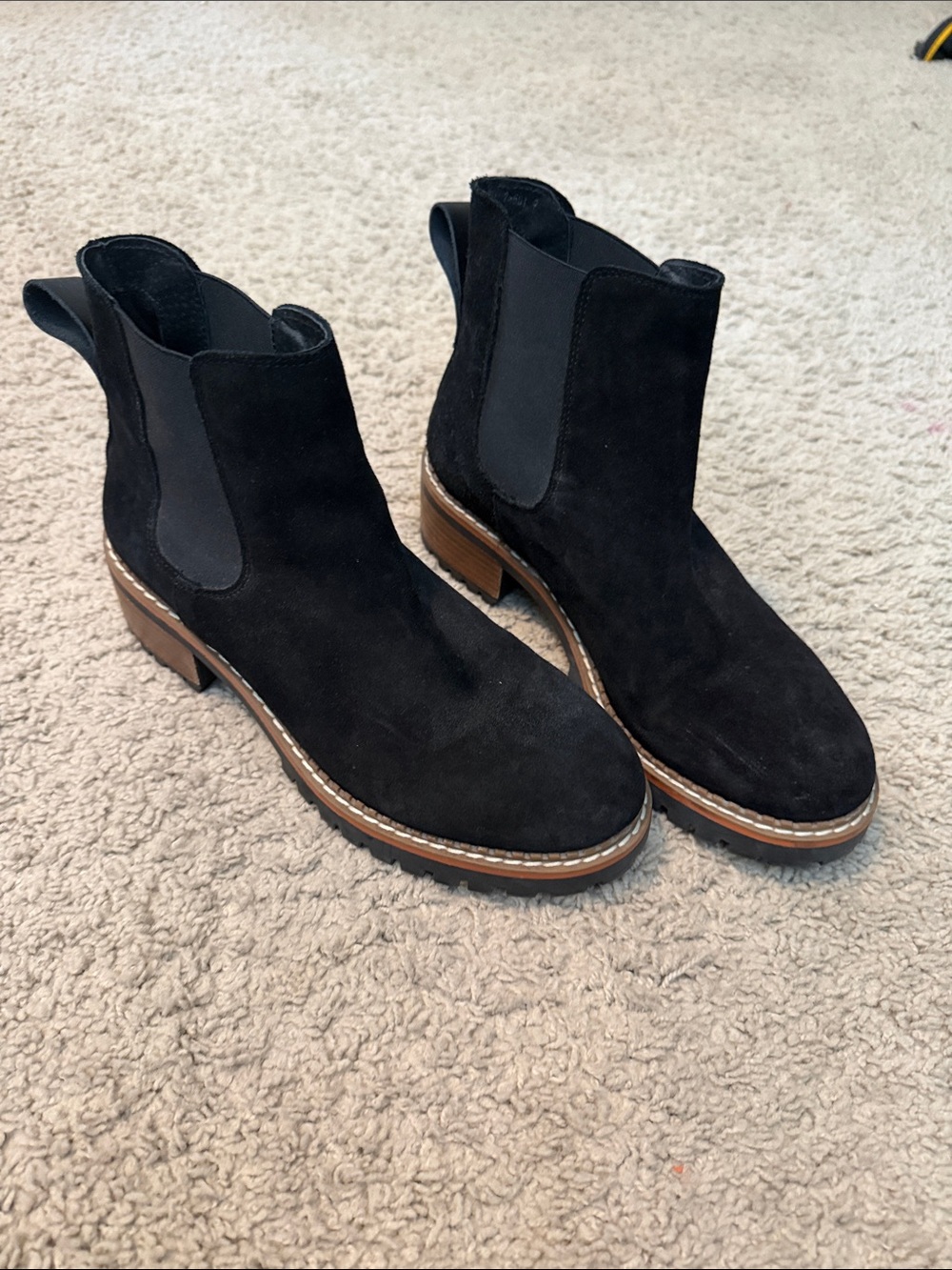 Black Suede Chelsea Ankle Boots - Women's
